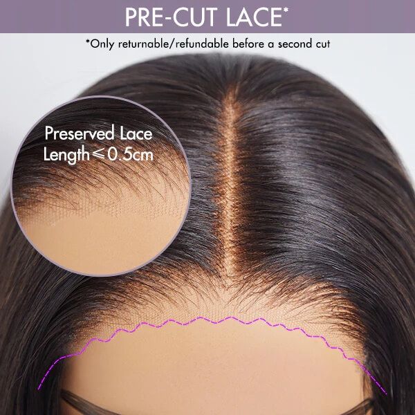 Wear and Go Wigs Brown Highlights Bob Wigs with Side Part Pre Cut Lace Wigs